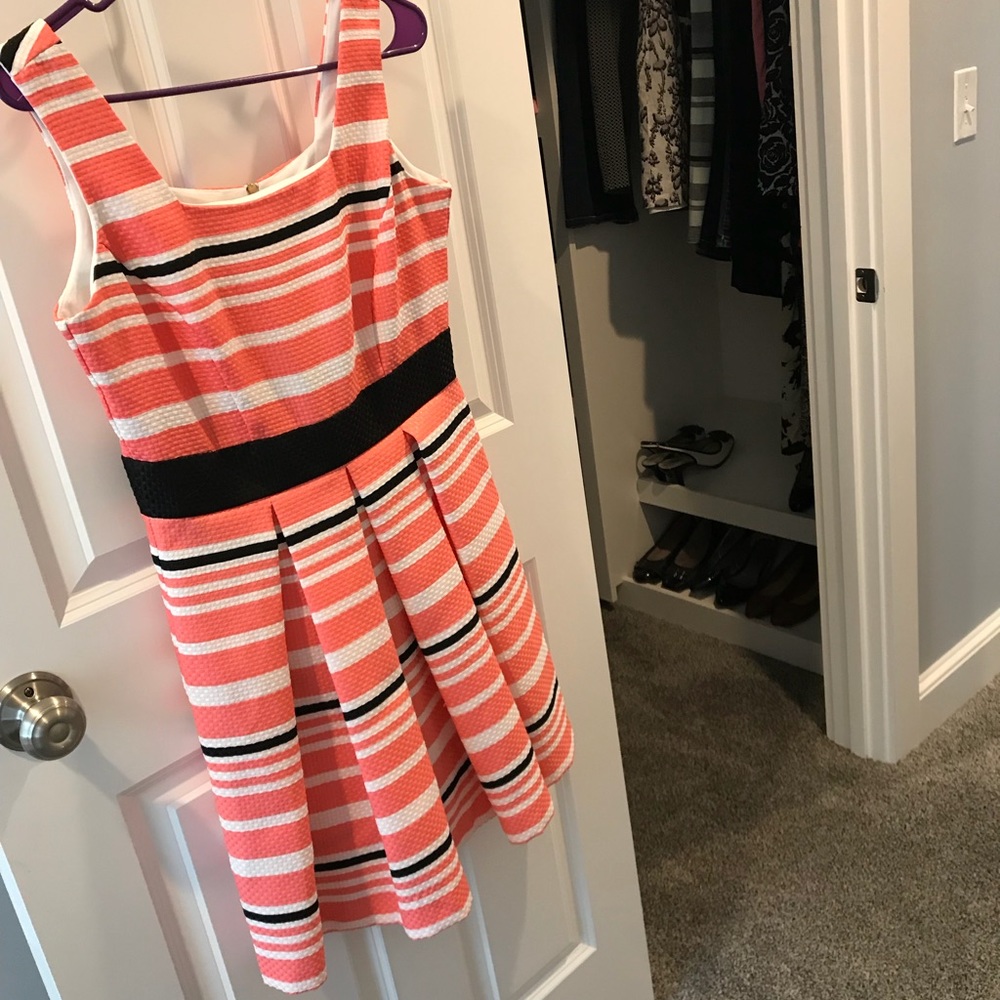 Pink and White Fit and Flare Dress